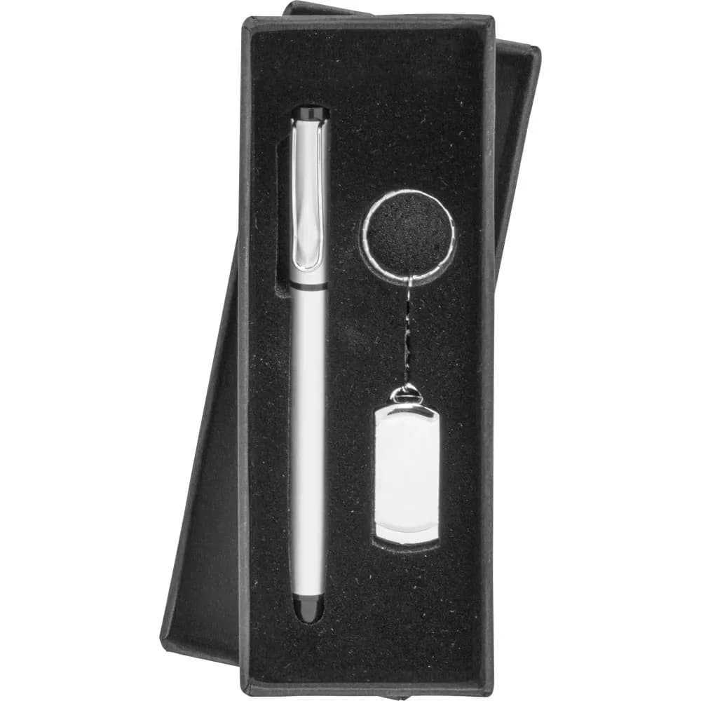 Promosyon Metal USB Bellek ve Kalem Seti 8210-16GB - Toptan Baskılı