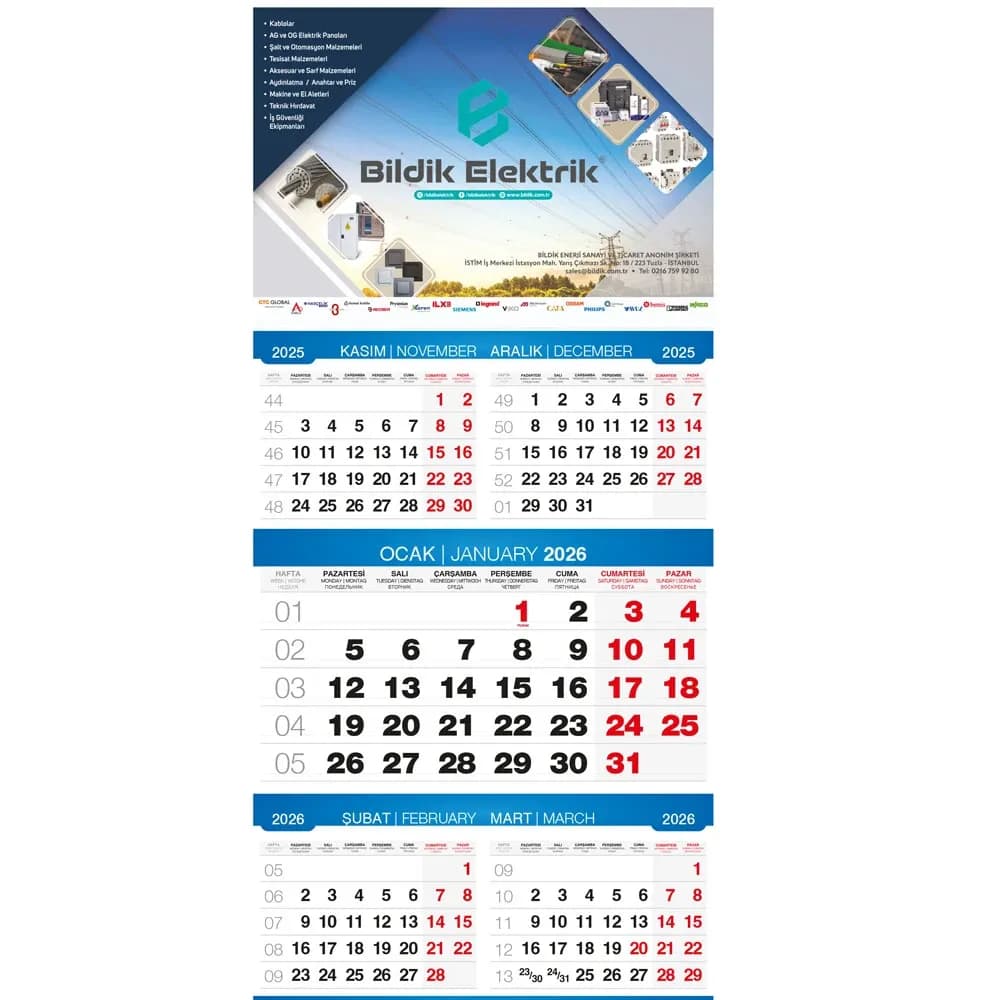 Promosyon Beş Aylık Gemici Takvim GMC-13 - Toptan Baskılı